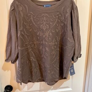 Democracy Taupe Embroidered Blouse